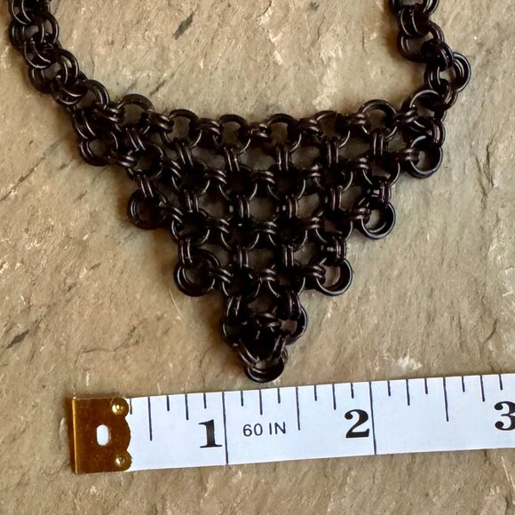 Vintage Y2K Black Chainmail Bib Necklace | Goth Grunge Statement - Picture 5 of 5